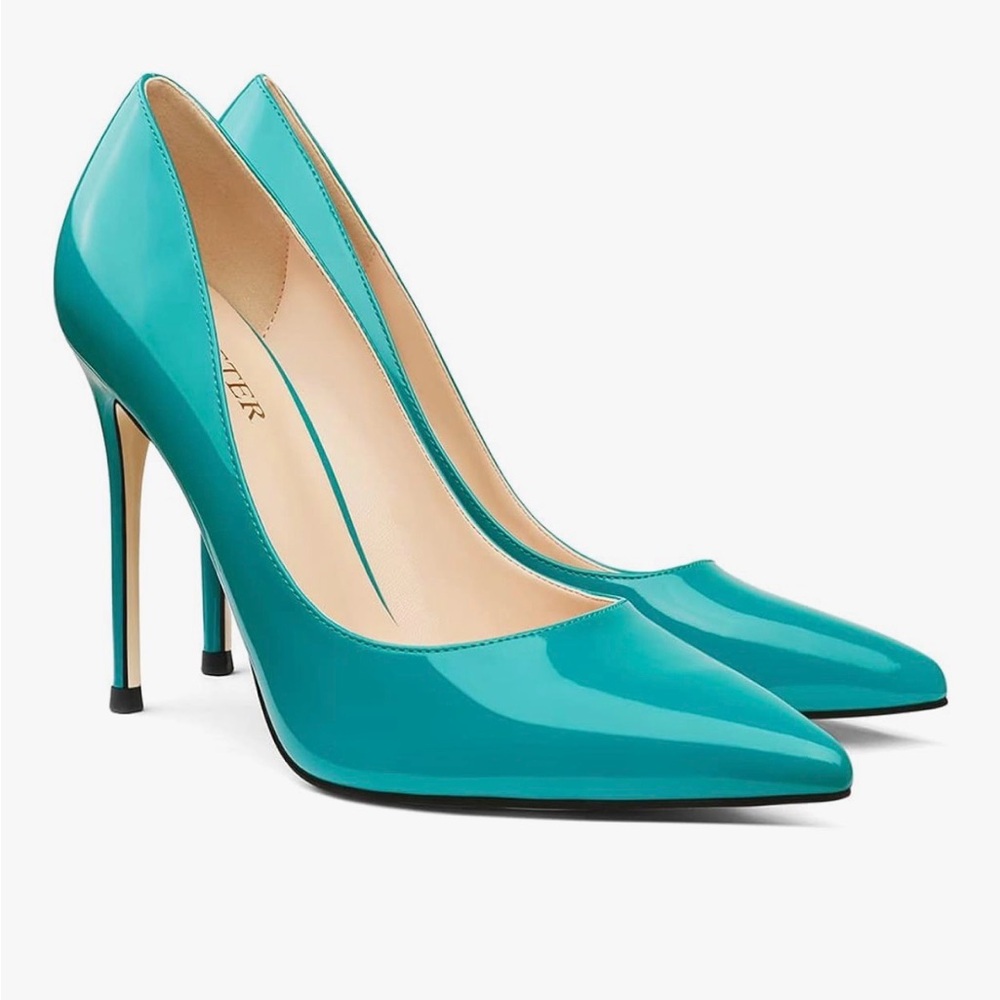 NEW Teal 4” Pointy Toe Wedding Dress Shoes Slip on Stiletto Pumps 9.5